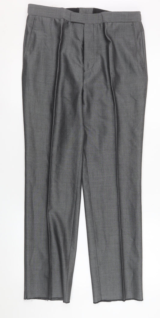 Mens UK Size 32S Torre Classic Fit Dress Pants Grey Trousers