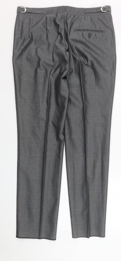 Mens UK Size 32S Torre Classic Fit Dress Pants Grey Trousers