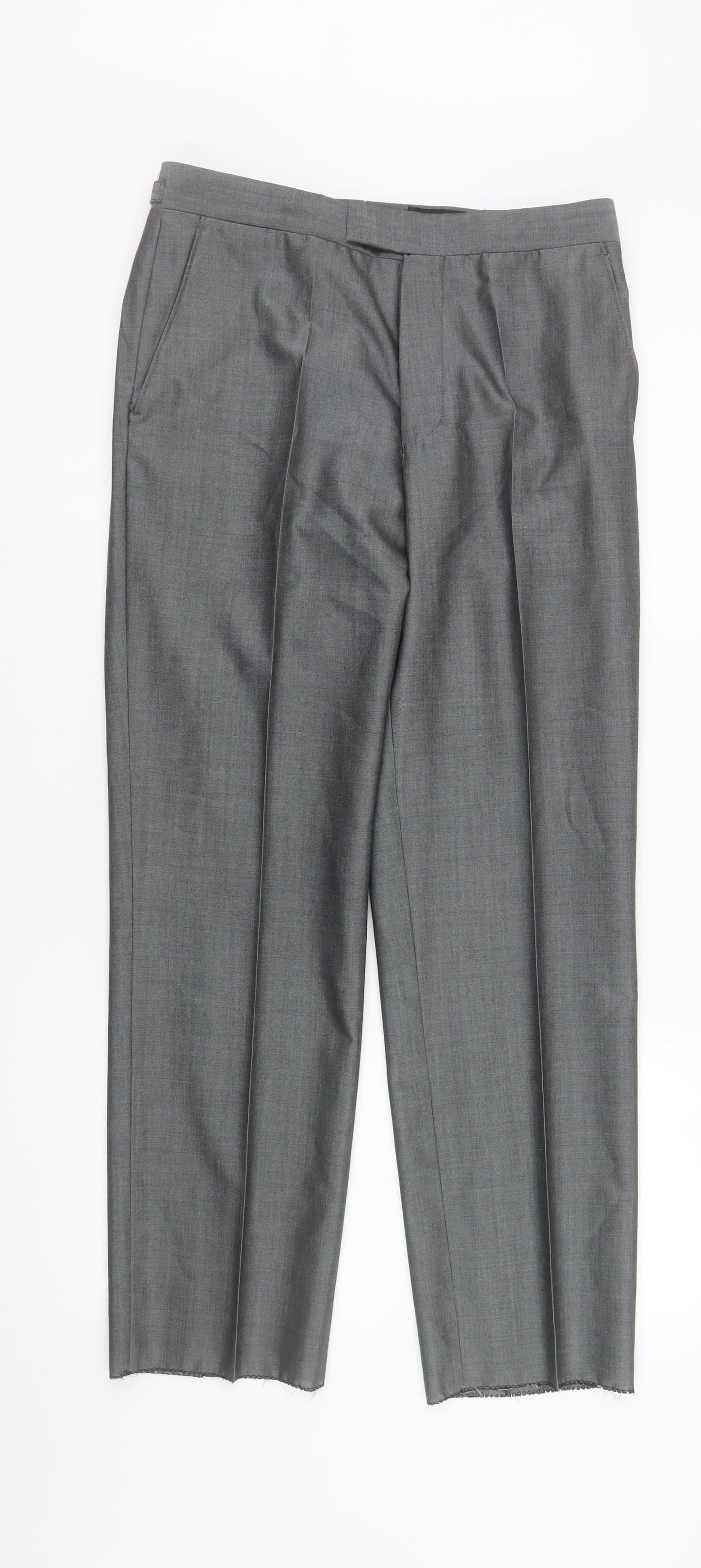 Mens UK Size 30R Torre Cerimonia Regular Fit Dress Pants Grey Trousers