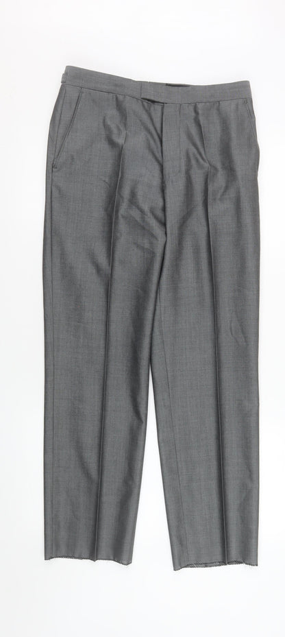 Mens UK Size 30R Torre Cerimonia Regular Fit Dress Pants Grey Trousers