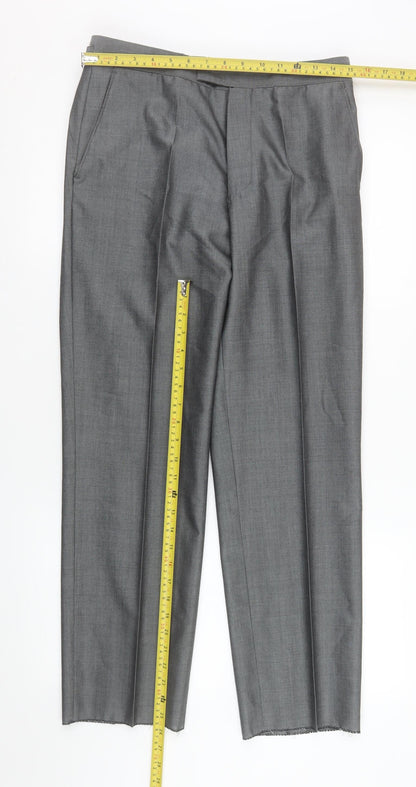 Mens UK Size 30R Torre Cerimonia Regular Fit Dress Pants Grey Trousers