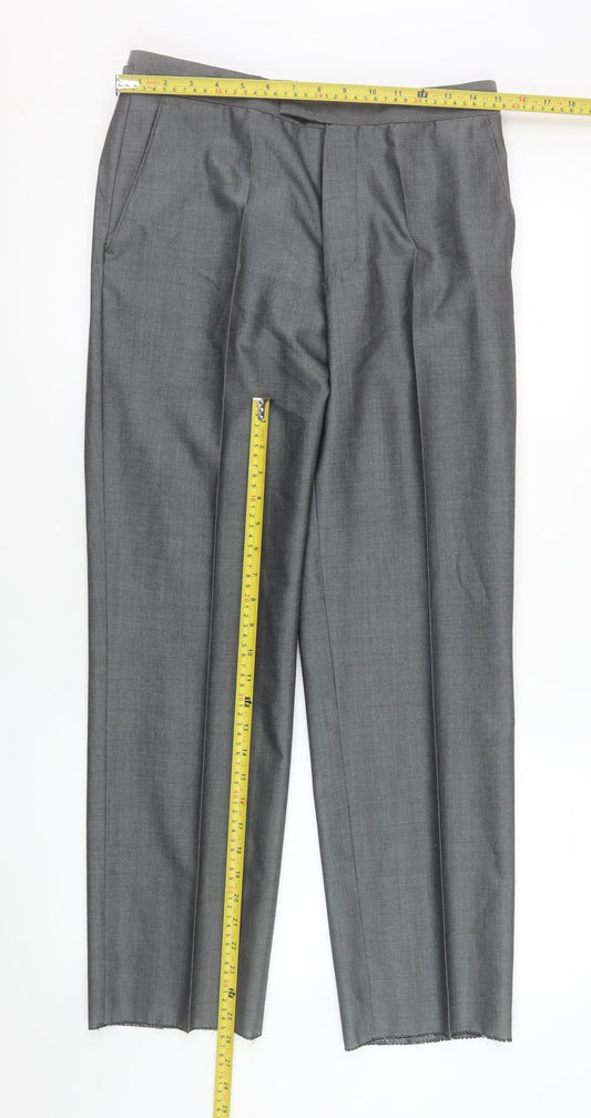 Mens UK Size 30R Torre Cerimonia Regular Fit Dress Pants Grey Trousers