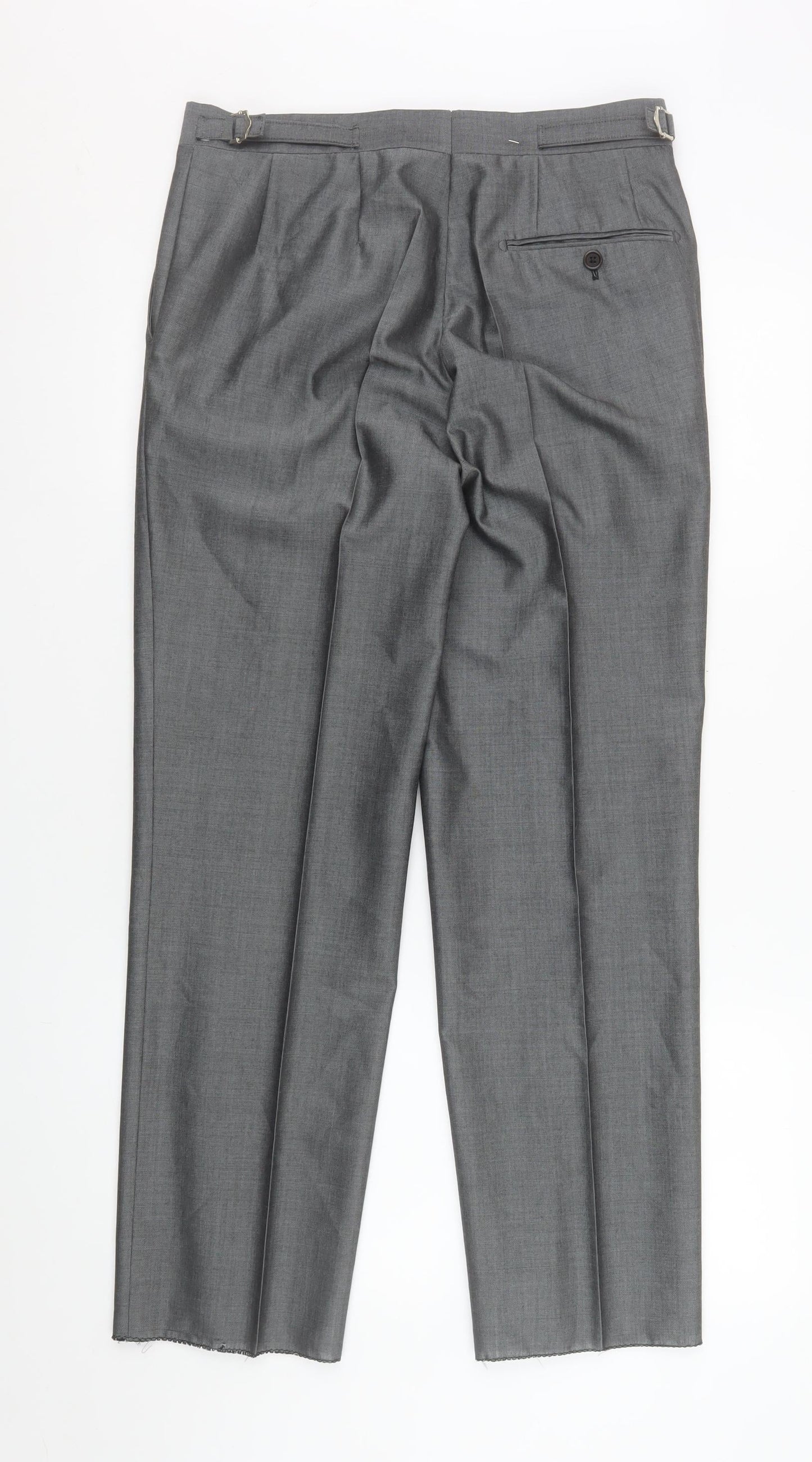 Mens UK Size 30R Torre Cerimonia Regular Fit Dress Pants Grey Trousers