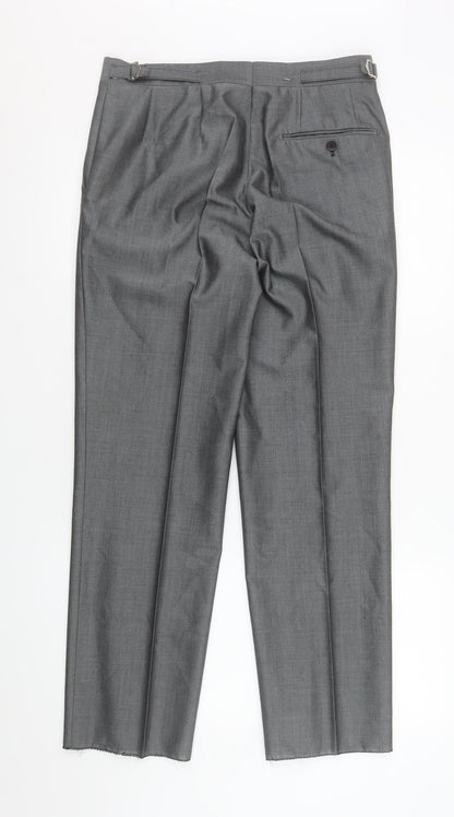 Mens UK Size 30R Torre Cerimonia Regular Fit Dress Pants Grey Trousers