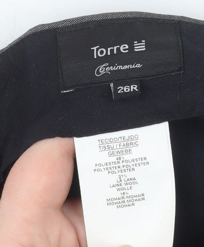 Mens UK Size 26R Torre Cerimonia Regular Fit Dress Pants Grey Trousers