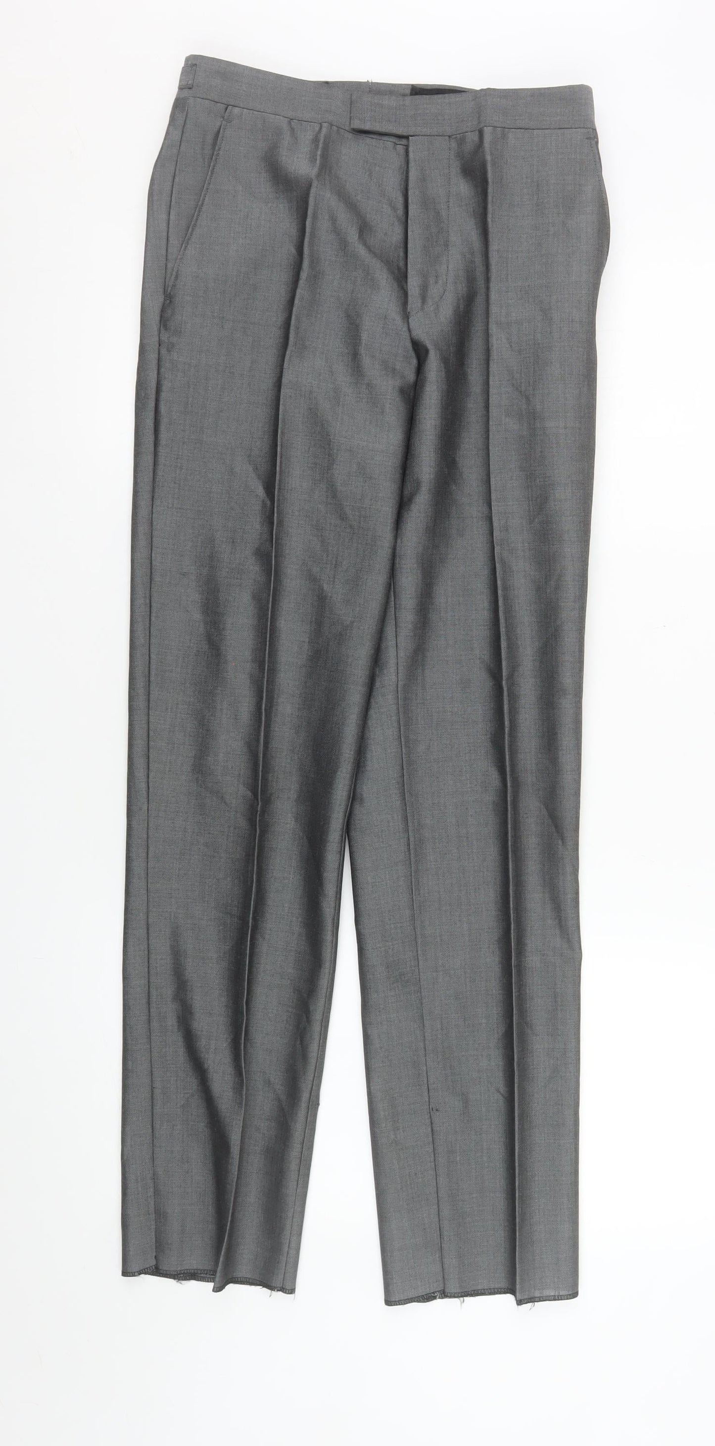 Mens UK Size 28S Torre Slim Fit Dress Pants Grey Trousers