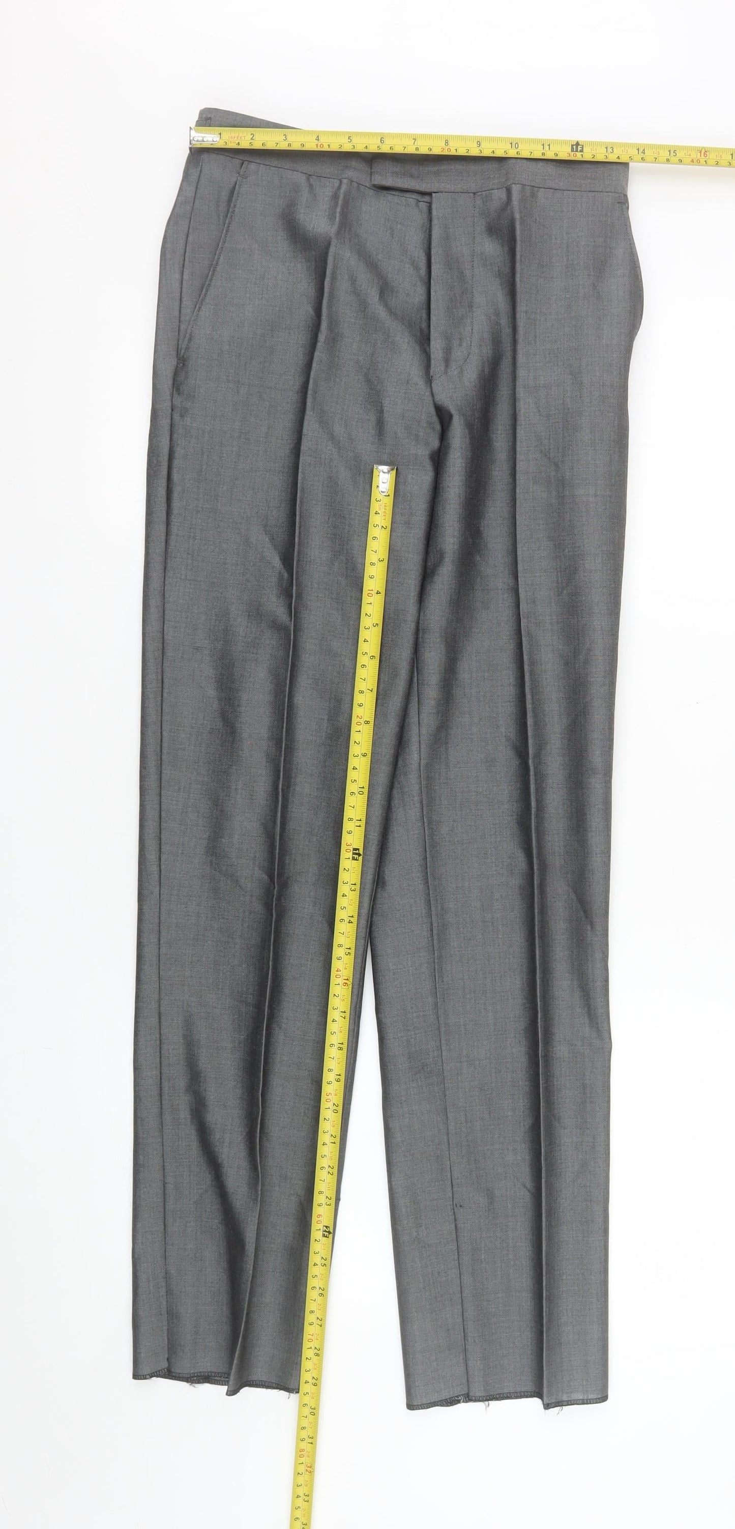 Mens UK Size 28S Torre Slim Fit Dress Pants Grey Trousers