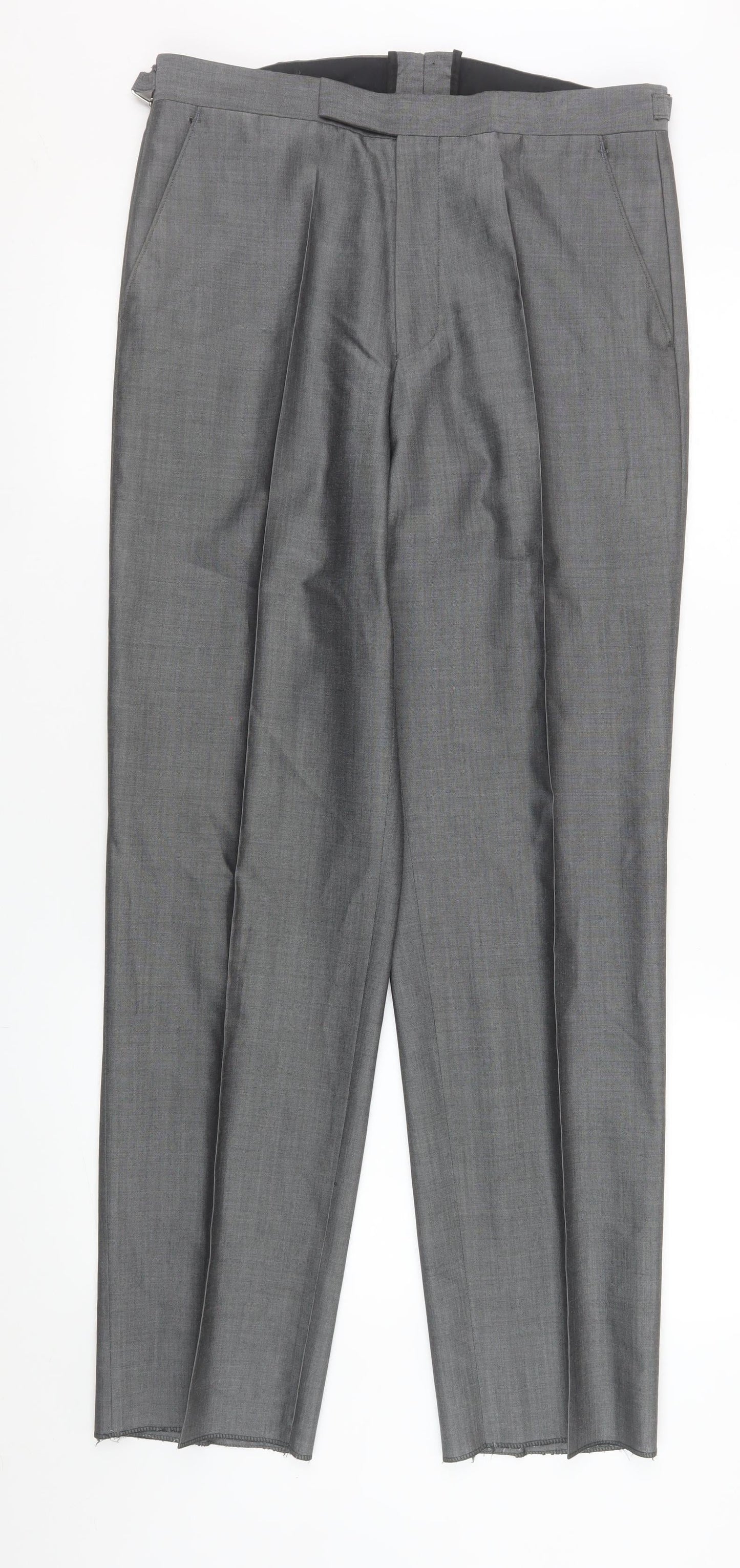 Mens UK Size 32R Torre Cerimonia Regular Fit Dress Pants Grey Trousers