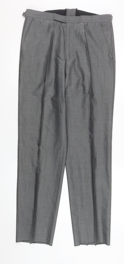 Mens UK Size 32R Torre Cerimonia Regular Fit Dress Pants Grey Trousers