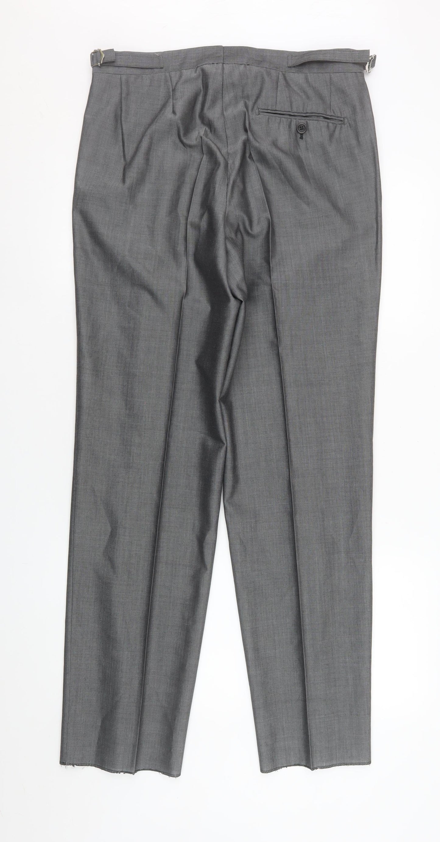 Mens UK Size 32R Torre Cerimonia Regular Fit Dress Pants Grey Trousers