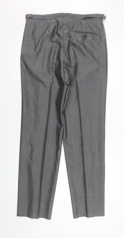 Mens UK Size 32R Torre Cerimonia Regular Fit Dress Pants Grey Trousers