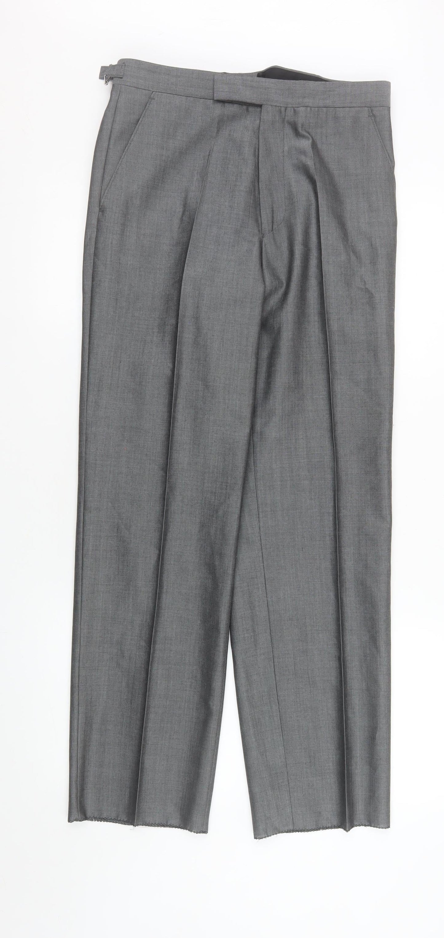 Mens UK Size 30R Torre Regular Fit Dress Pants Grey Trousers