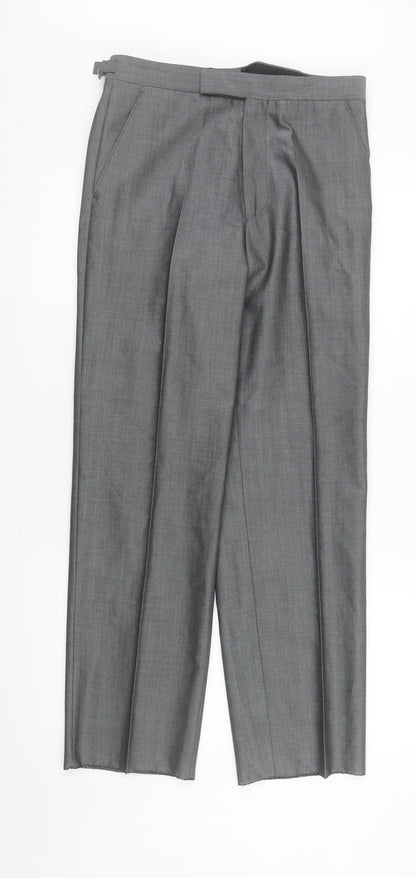 Mens UK Size 30R Torre Regular Fit Dress Pants Grey Trousers