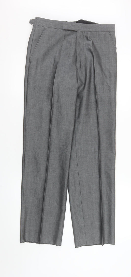 Mens UK Size 30R Torre Regular Fit Dress Pants Grey Trousers