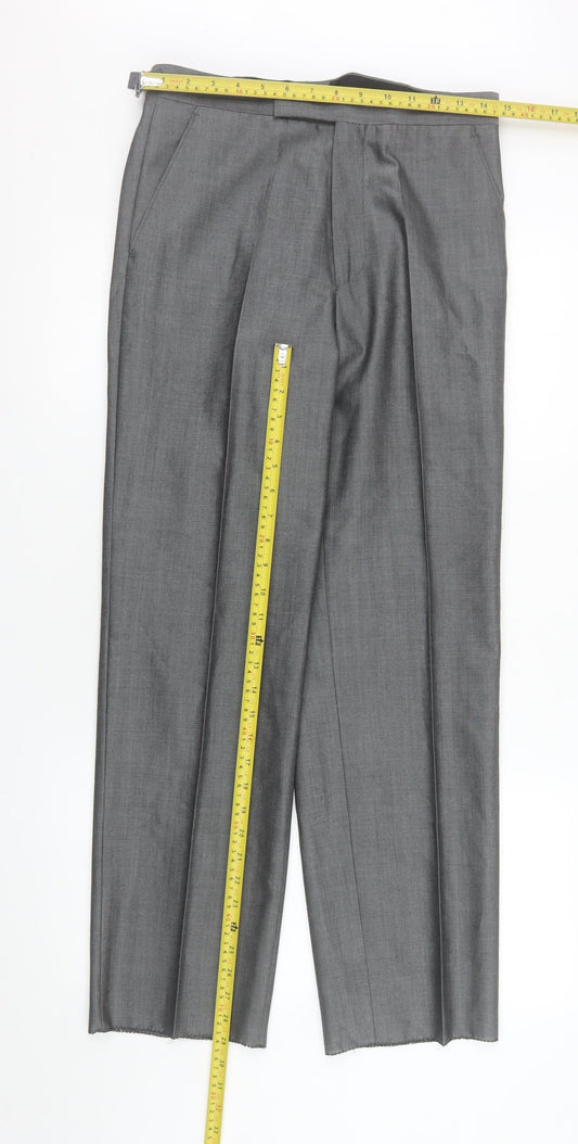 Mens UK Size 30R Torre Regular Fit Dress Pants Grey Trousers