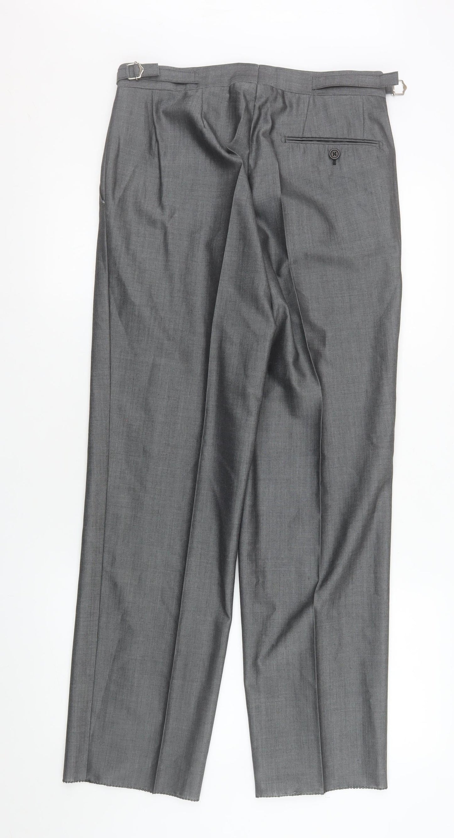 Mens UK Size 30R Torre Regular Fit Dress Pants Grey Trousers
