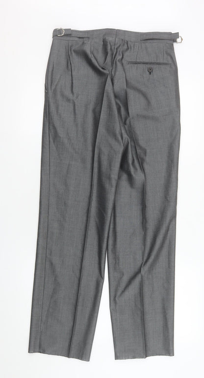 Mens UK Size 30R Torre Regular Fit Dress Pants Grey Trousers