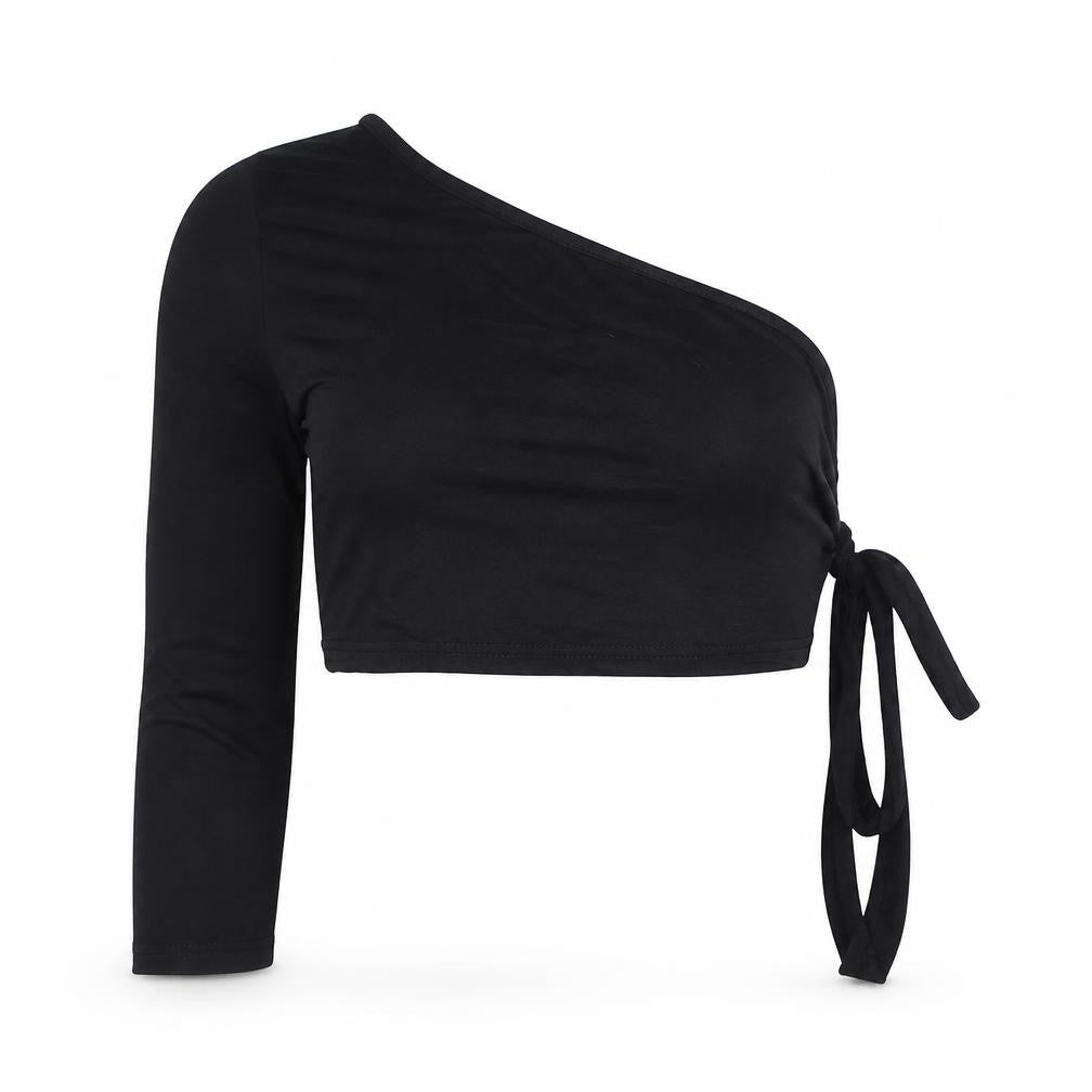 Womens UK Size 12 PRETTYLITTLETHING Black Cropped T-Shirt