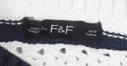 Womens UK Size M F&F White Pullover Jumper