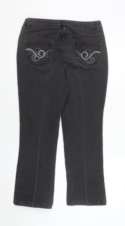 David Emanuel Women's Black Straight Jeans Size 10 Stretch Denim