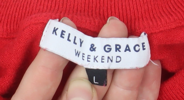 Womens UK Size L Kelly & Grace Red Pullover Jumper