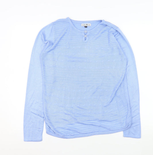 Womens UK Size S Voulez Vous Blue Henley Jumper