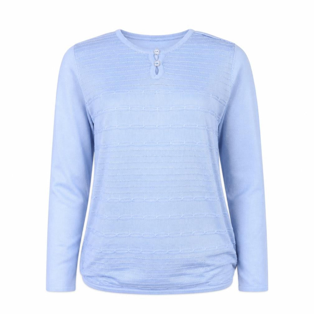 Womens UK Size S Voulez Vous Blue Henley Jumper