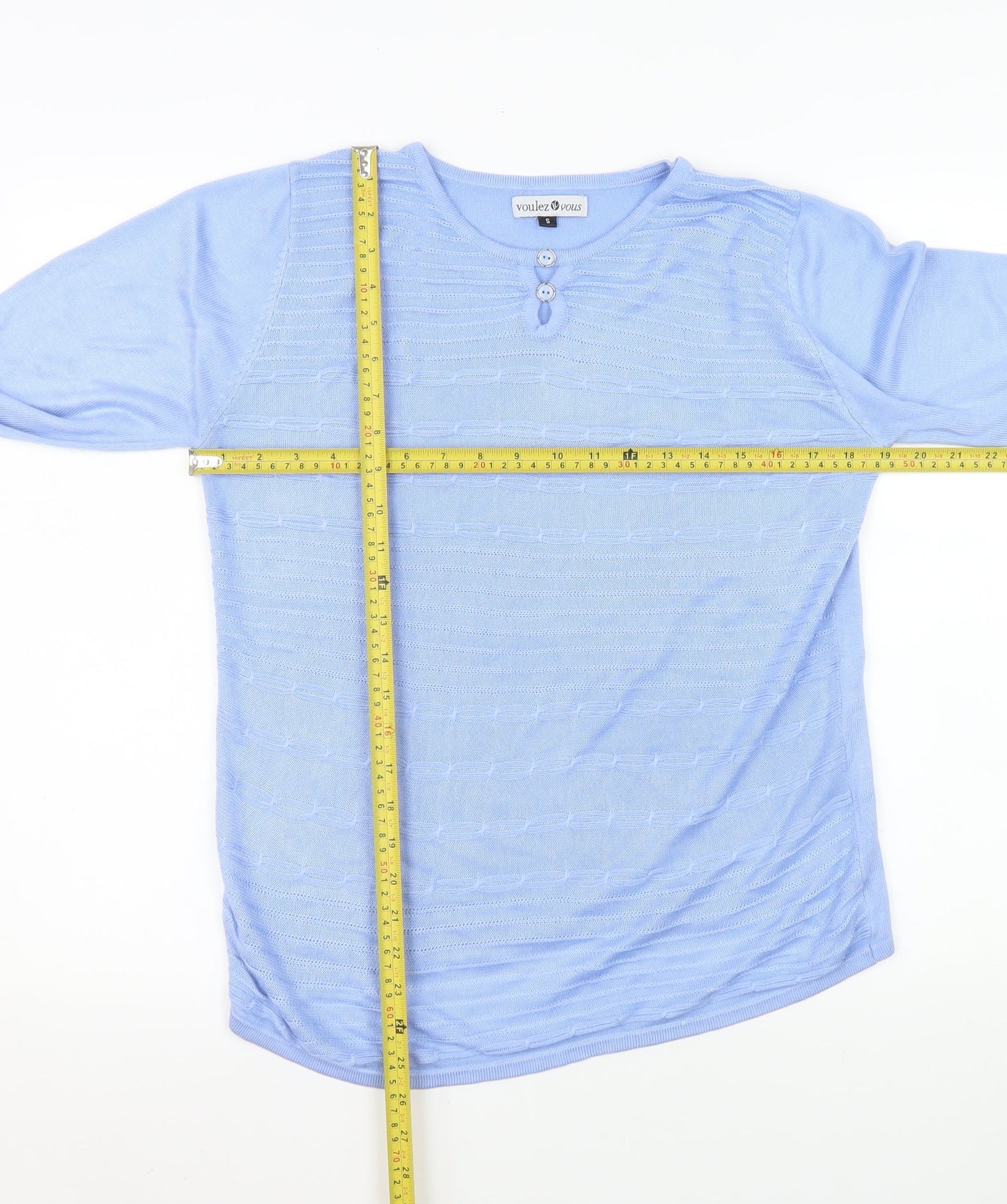 Womens UK Size S Voulez Vous Blue Henley Jumper