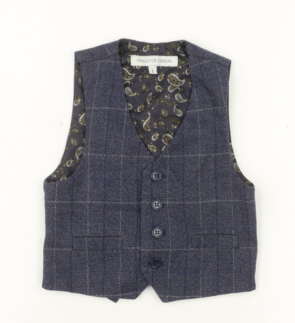 Paisley of London Boys Navy Check Waistcoat 2 Years Formal Wedding Suit