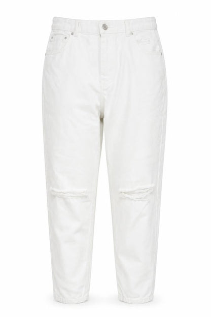 Womens UK Size 14 Pull & Bear Relaxed Fit Mom White Jeans
