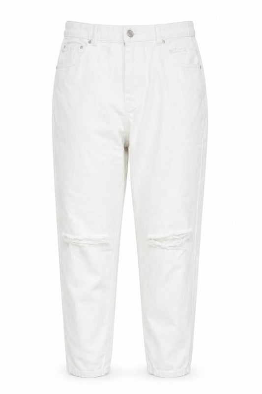 Womens UK Size 14 Pull & Bear Relaxed Fit Mom White Jeans