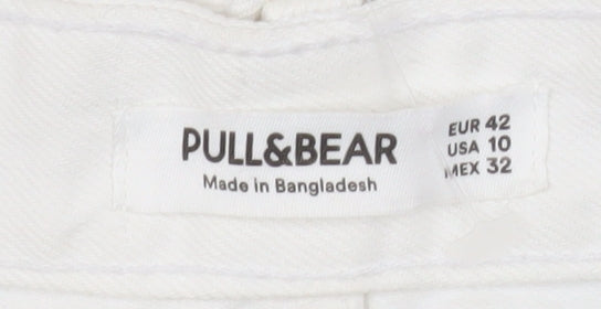 Womens UK Size 14 Pull & Bear Relaxed Fit Mom White Jeans