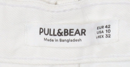 Womens UK Size 14 Pull & Bear Relaxed Fit Mom White Jeans