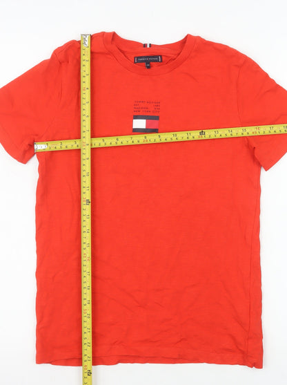 Tommy Hilfiger Men Red Cotton Crew Neck Short Sleeve T-Shirt XS