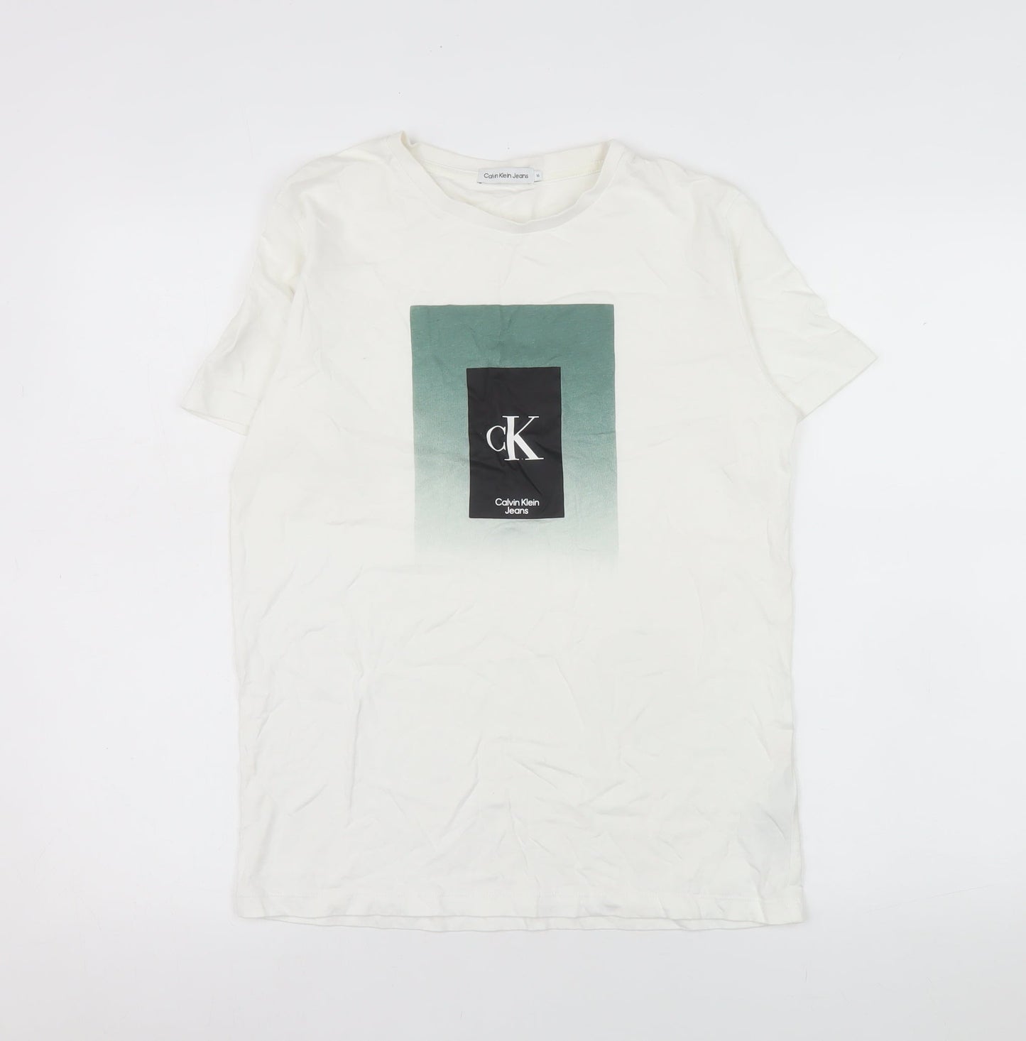 Womens UK Size 16 Calvin Klein Jeans White Basic T-Shirt