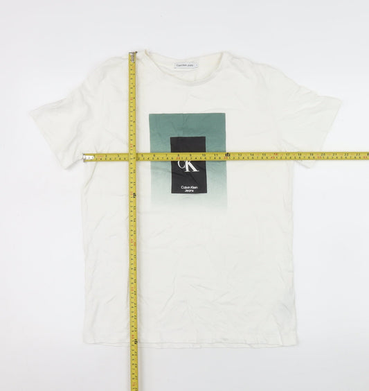 Womens UK Size 16 Calvin Klein Jeans White Basic T-Shirt