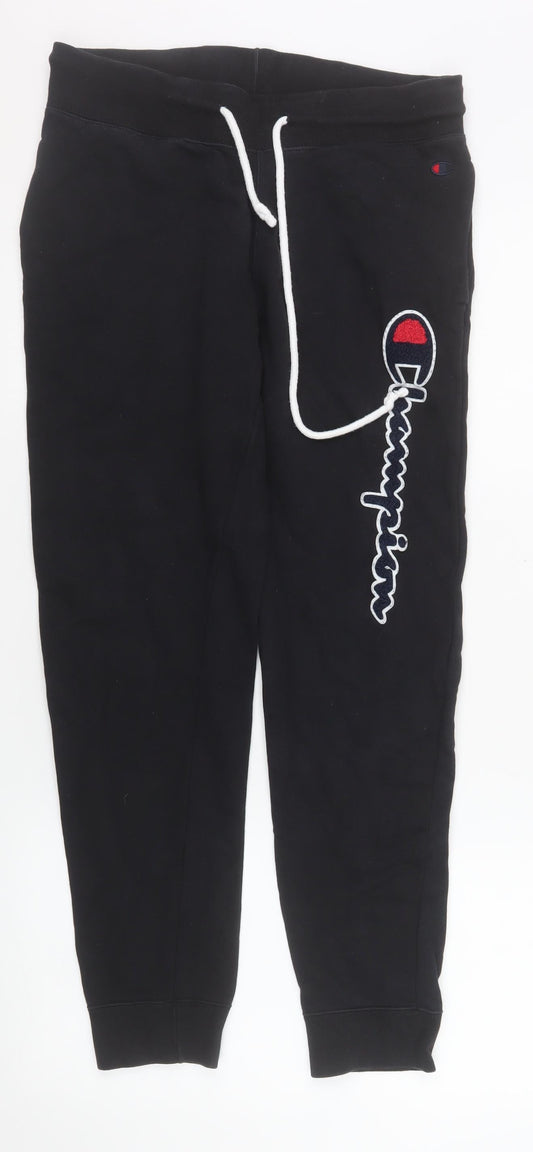 Mens UK Size S Champion Regular Fit Jogger Black Trousers
