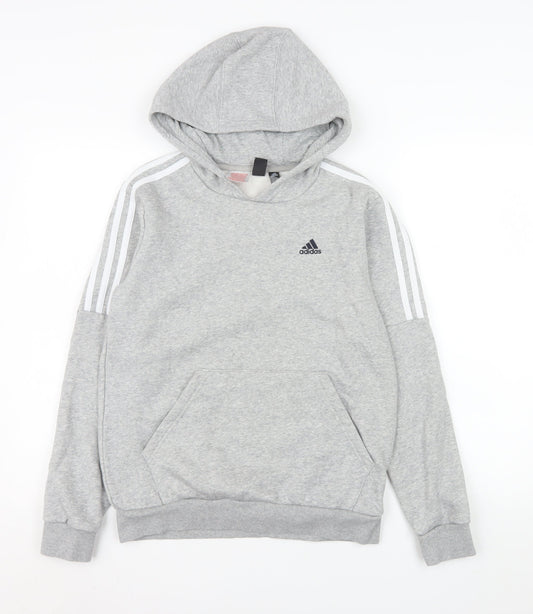 Girls UK Size 13-14 Years adidas Grey Pullover Hoodie