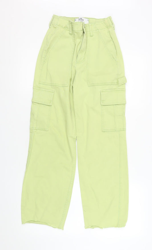 Womens UK Size XS Hollister Relaxed Fit Cargo Green Jeans