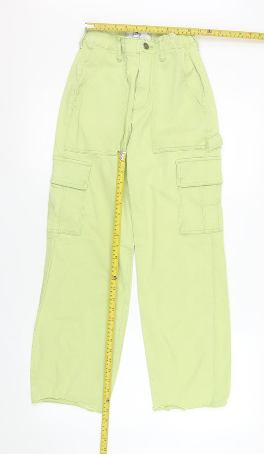 Womens UK Size XS Hollister Relaxed Fit Cargo Green Jeans