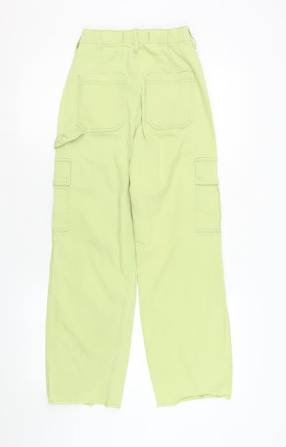 Womens UK Size XS Hollister Relaxed Fit Cargo Green Jeans
