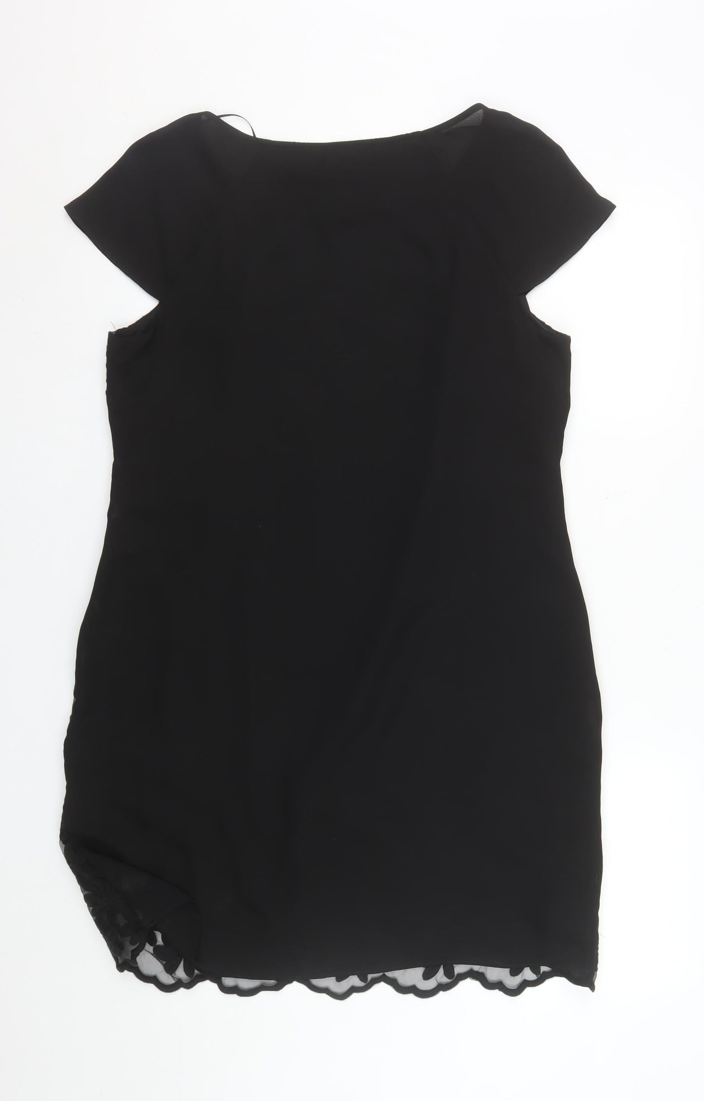 F&F Women’s Black Lace Shift Dress Size 16 Short Sleeve Knee Length