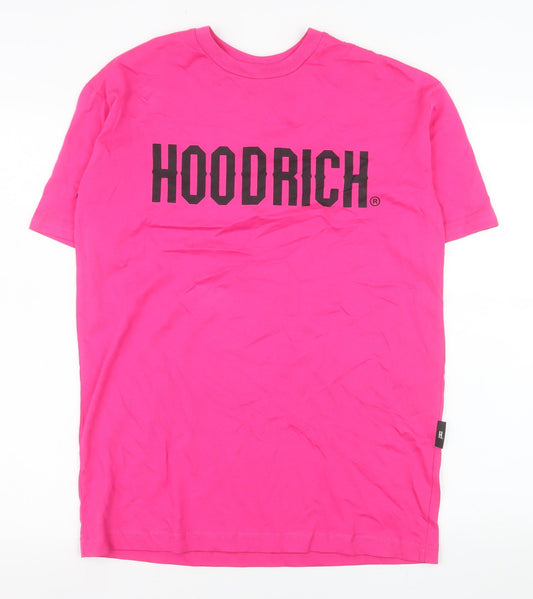 Hoodrich Men's Pink XS Graphic Cotton Crew Neck T-Shirt