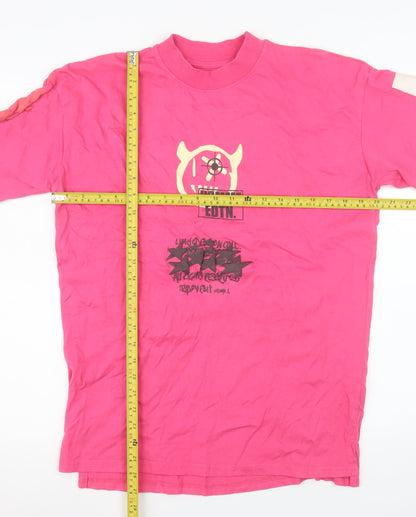 boohooMAN Men’s Pink Graphic Print Crew Neck Cotton T-Shirt XS