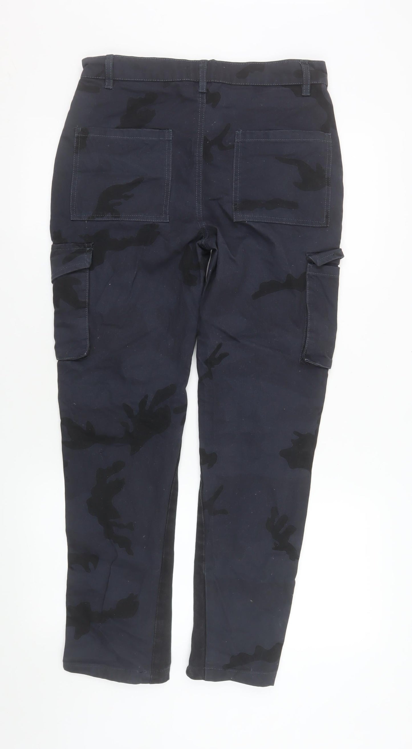 Mens UK Size 30 boohooMAN Regular Fit Cargo Blue Trousers