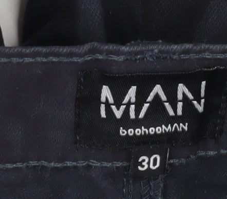Mens UK Size 30 boohooMAN Regular Fit Cargo Blue Trousers