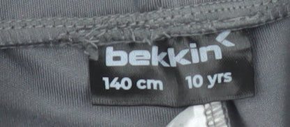 Bekkin Girls Grey 10 Years Biker Shorts Polyester Blend Stretch Activewear
