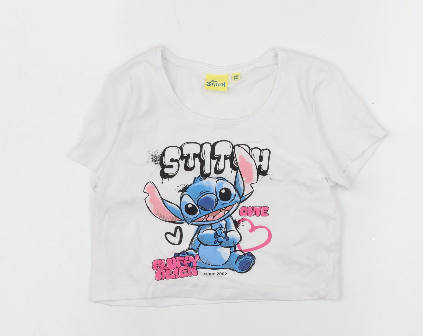 Girls UK Size 11-12 Years Disney White Cropped T-Shirt