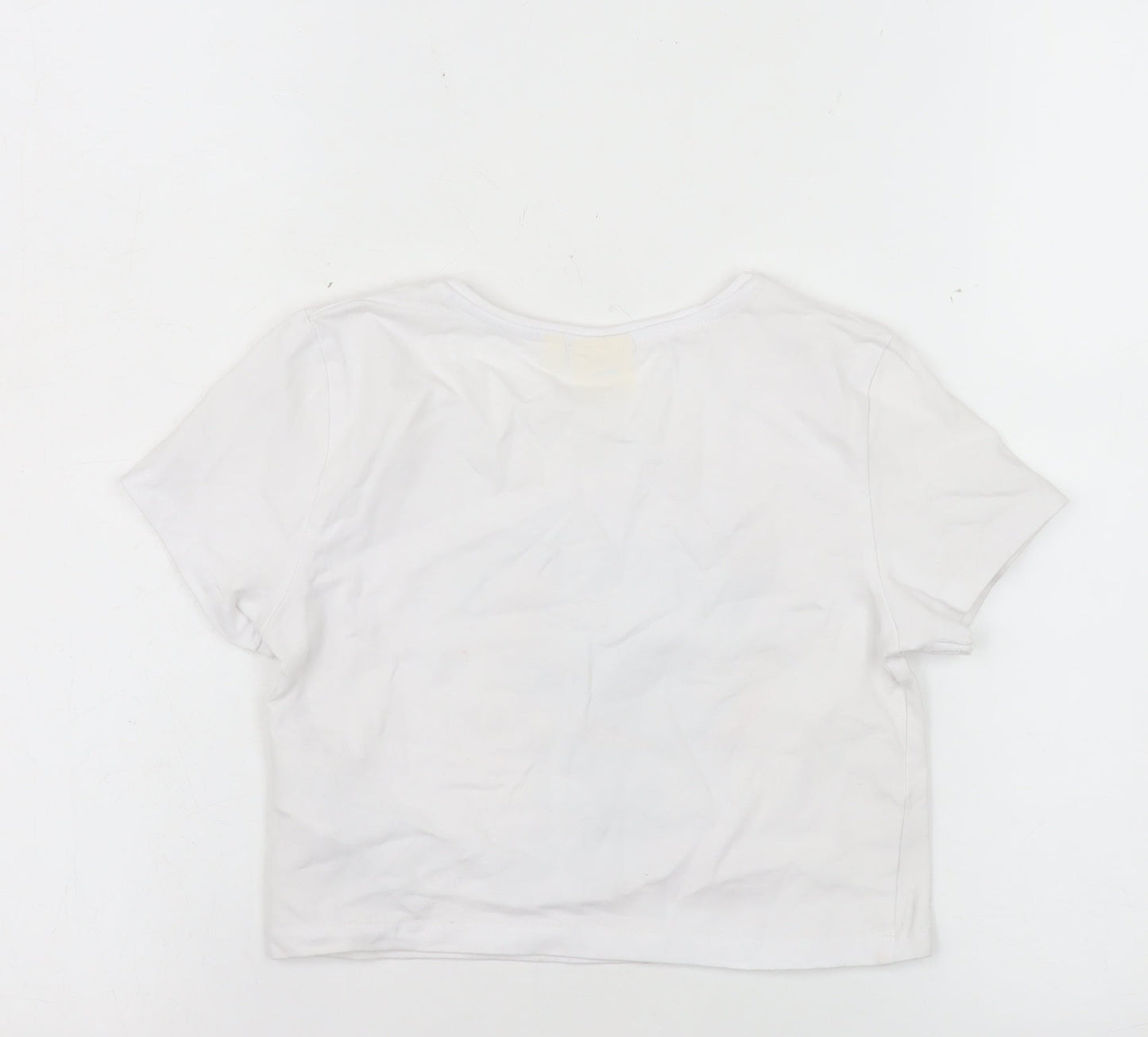 Girls UK Size 11-12 Years Disney White Cropped T-Shirt