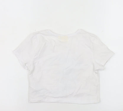 Girls UK Size 11-12 Years Disney White Cropped T-Shirt